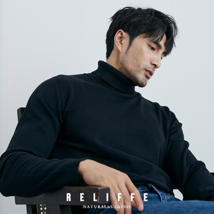 修身 保暖打底针织衫 套头黑色毛线衣潮 高领毛衣男士 秋冬保暖BI备