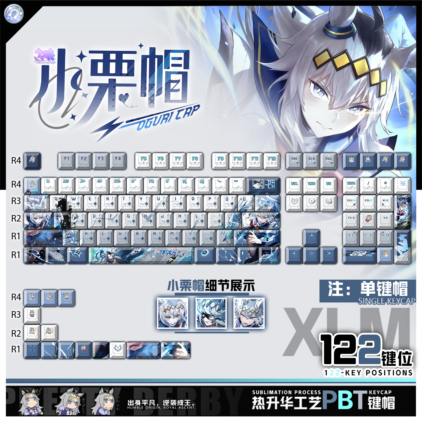 喵唔外设赛马娘小栗帽游戏动漫周边二次元PBT键盘正侧刻透光键帽