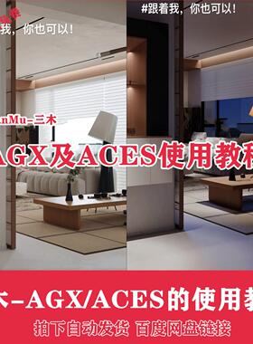 SanMu-三木教程指导AGX使用指导ACES的使用方法3DMAX建模渲染CR