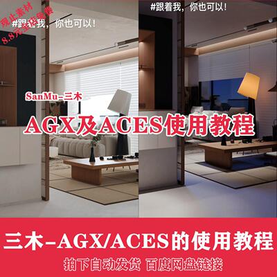 SanMu-三木教程指导AGX使用指导ACES的使用方法3DMAX建模渲染CR