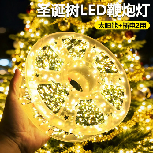 LED圣诞装饰灯串氛围灯绿线彩灯鞭炮灯蜈蚣铜线灯串节日装饰灯