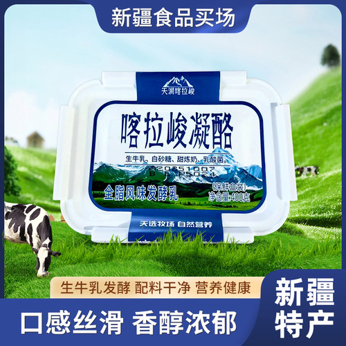 天润喀拉峻凝酪全脂风味发酵乳400g保鲜盒装新疆产地直发酸奶