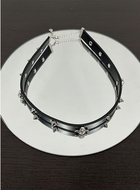 土星皮带铆钉choker朋克颈链项链