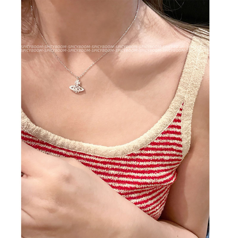 W3Studio 925银土星项链镶钻镂空小雪花项链高品质土星手链叠戴