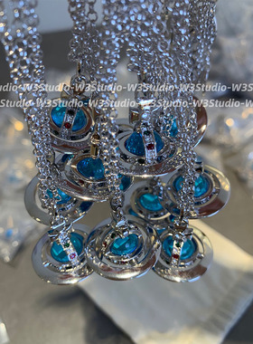 W3Studio限定湖蓝色中号orb项链绝美立体土星锁骨项链叠戴百搭女