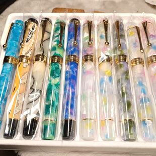 金豪100世纪豆腐钢笔新款笔尖樱花粉练字铱金钢笔旋转笔帽现货