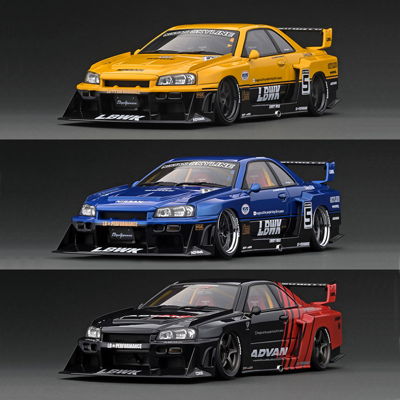 ig 1:18 lb宽体 日产 尼桑 skyline 天际线 er34 汽车模型 树脂
