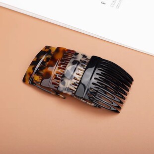 倒插梳发夹小号醋酸发叉发梳插梳时尚简约复古豹纹不伤发碎发梳子