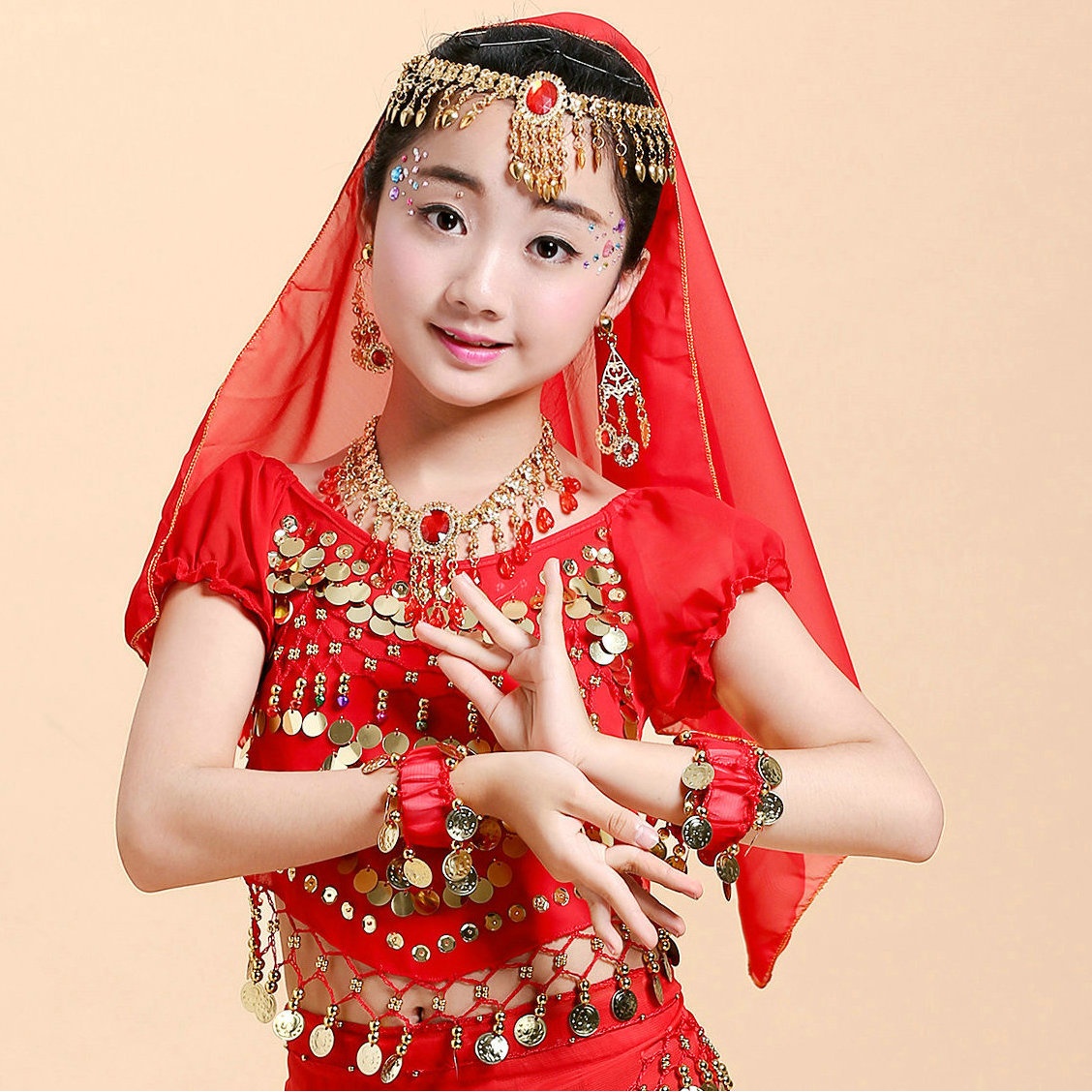 新款儿童肚皮舞头纱巾头饰