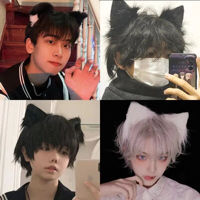猫耳朵头饰男仿真兽耳发