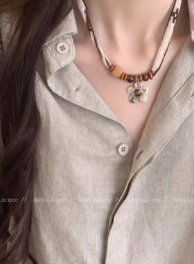 云南旅游配饰项链棕色系腰果花朵