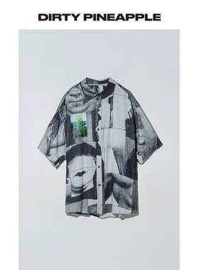 DIRTYPINEAPPLE黑名单原创Dazed印花中性短袖衬衫百搭宽松上衣夏