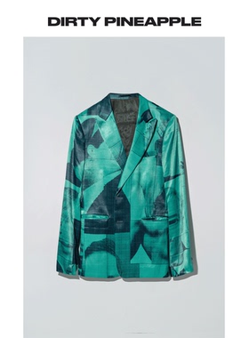 【明星同款】DIRTYPINEAPPLE 黑名单印花休闲西装上衣高级设计感