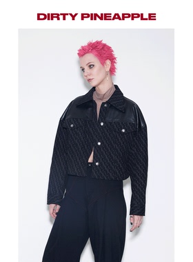 DIRTYPINEAPPLE秦霄贤同款 Cub denim 男女同款水洗印花牛仔外套