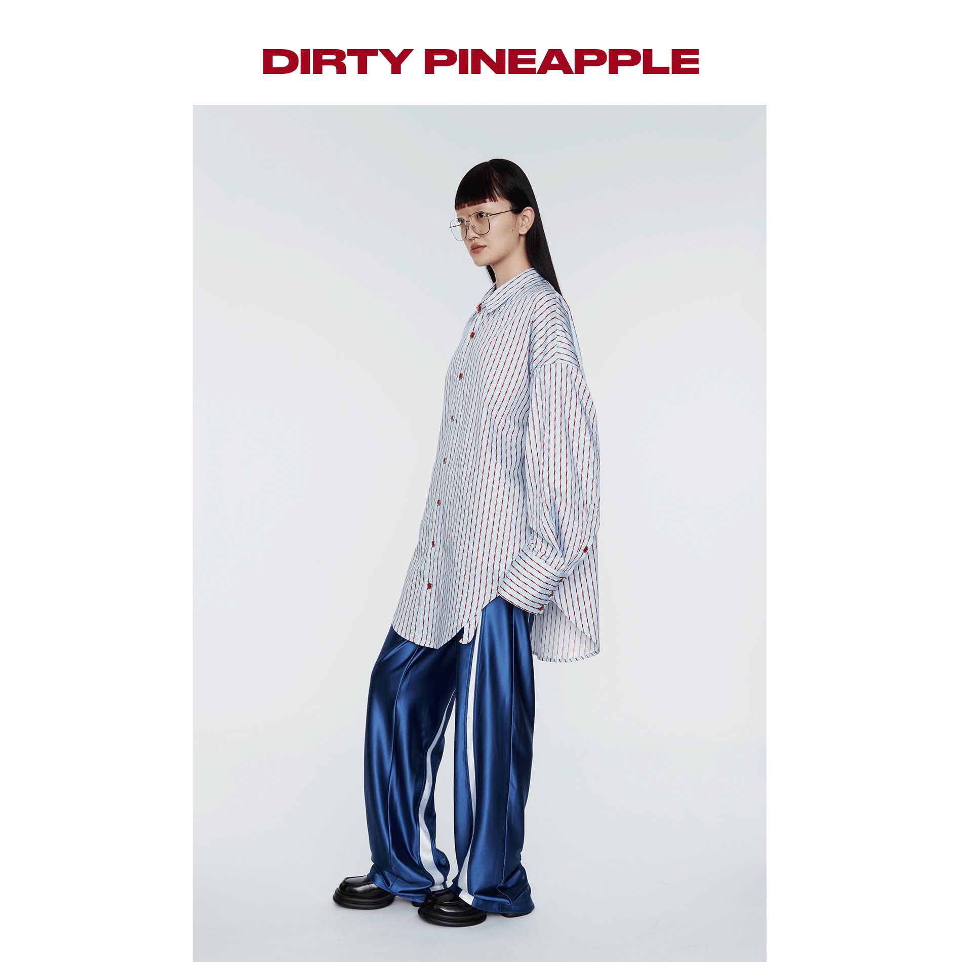 DIRTYPINEAPPLE新款24SSMoneyShirt条纹印花长袖衬衫