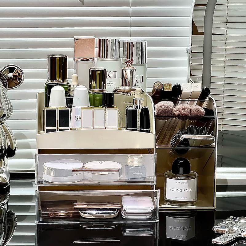 化妆品收纳盒桌面抽屉式感防尘大容量梳妆台护肤品面膜置物架
