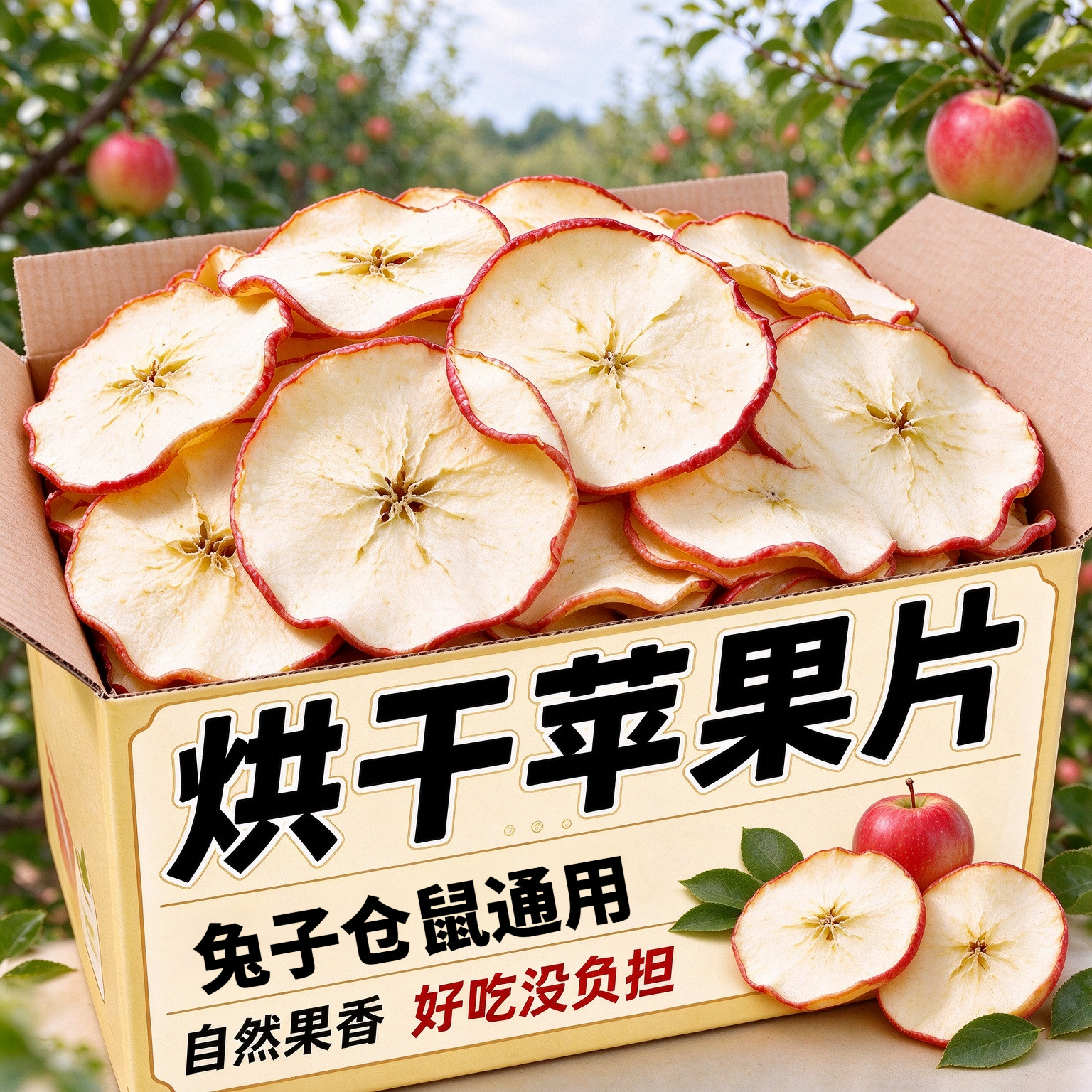 兔磨牙零食烘干苹果片天然果香兔子仓鼠金丝熊龙猫通用磨牙水果干