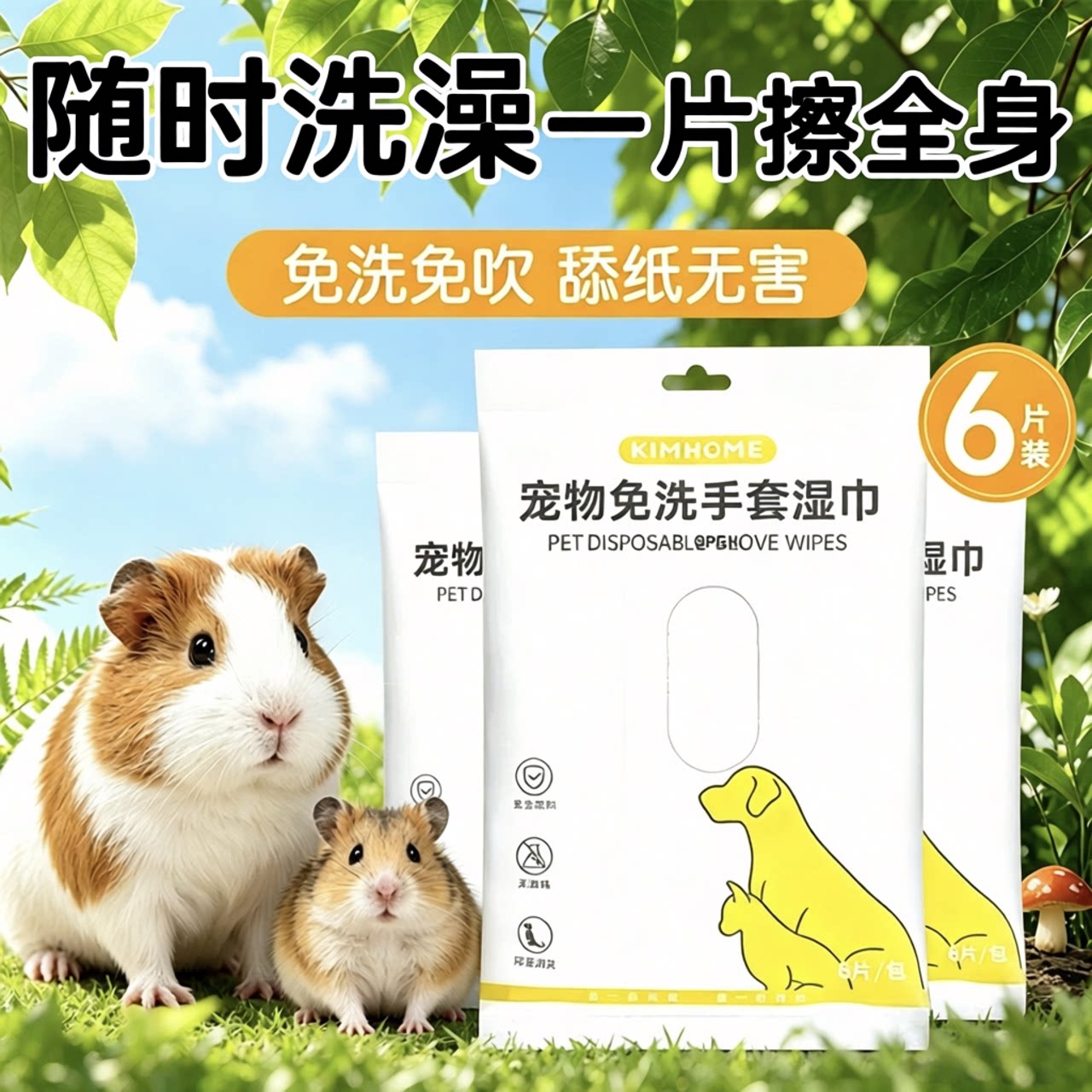 豚鼠兔子免洗手套宠物干洗神器宠物松鼠荷兰猪除清洁宠物洗澡用品