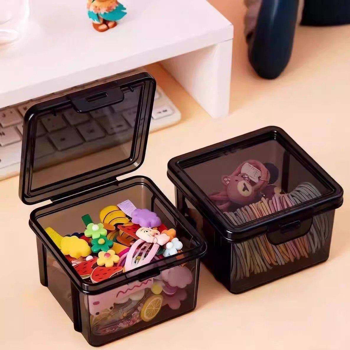 发饰发夹收纳盒橡皮筋项链头饰发卡圈发圈收纳桌面透明便黑首饰盒,收纳整理,卡片收纳盒/册,淘宝优惠券,粉丝福利购,淘宝优惠卷