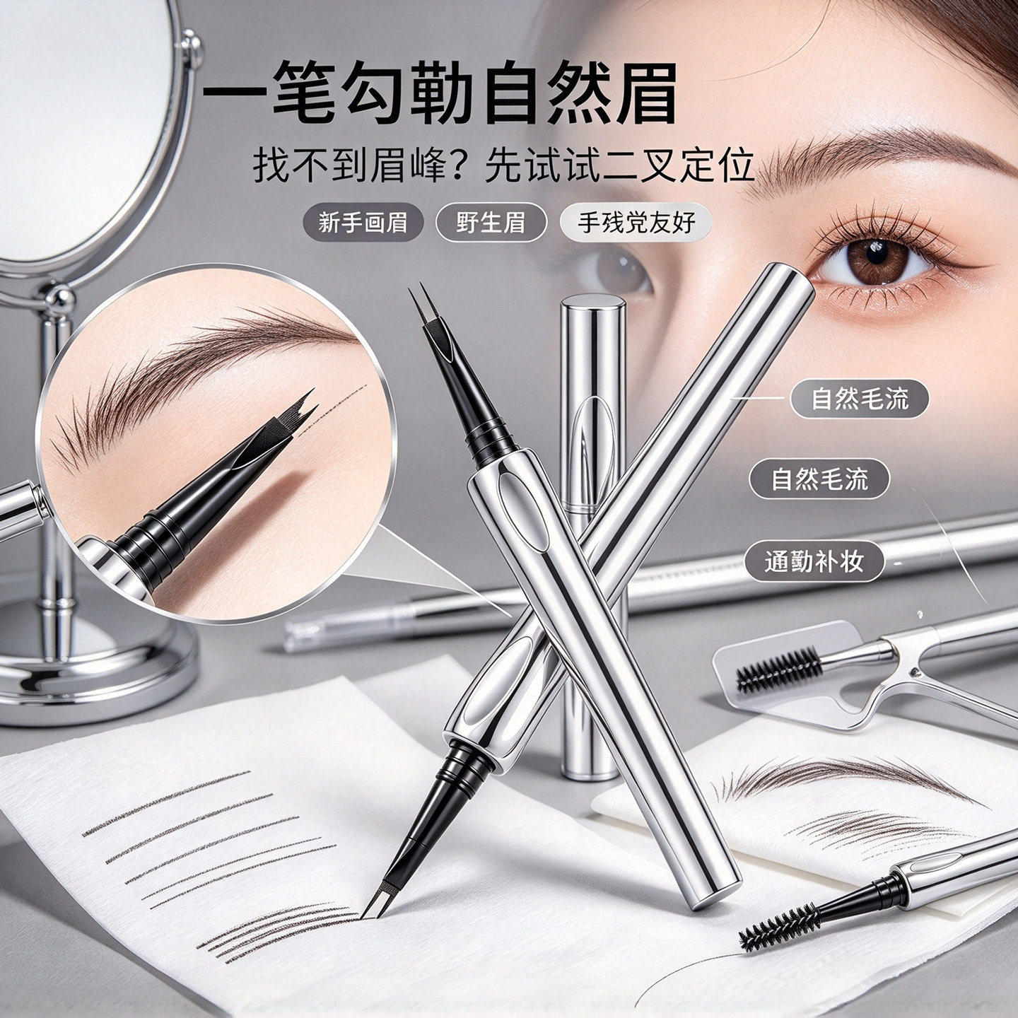 二叉水眉笔防水持久不脱色
