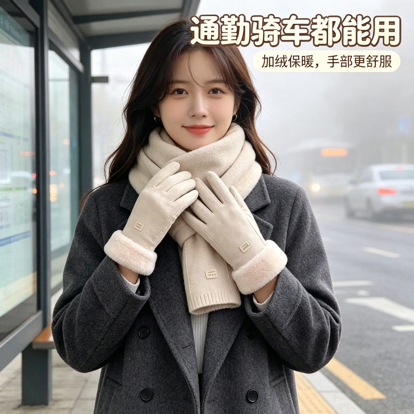 手套加绒加厚骑行防寒触屏保暖