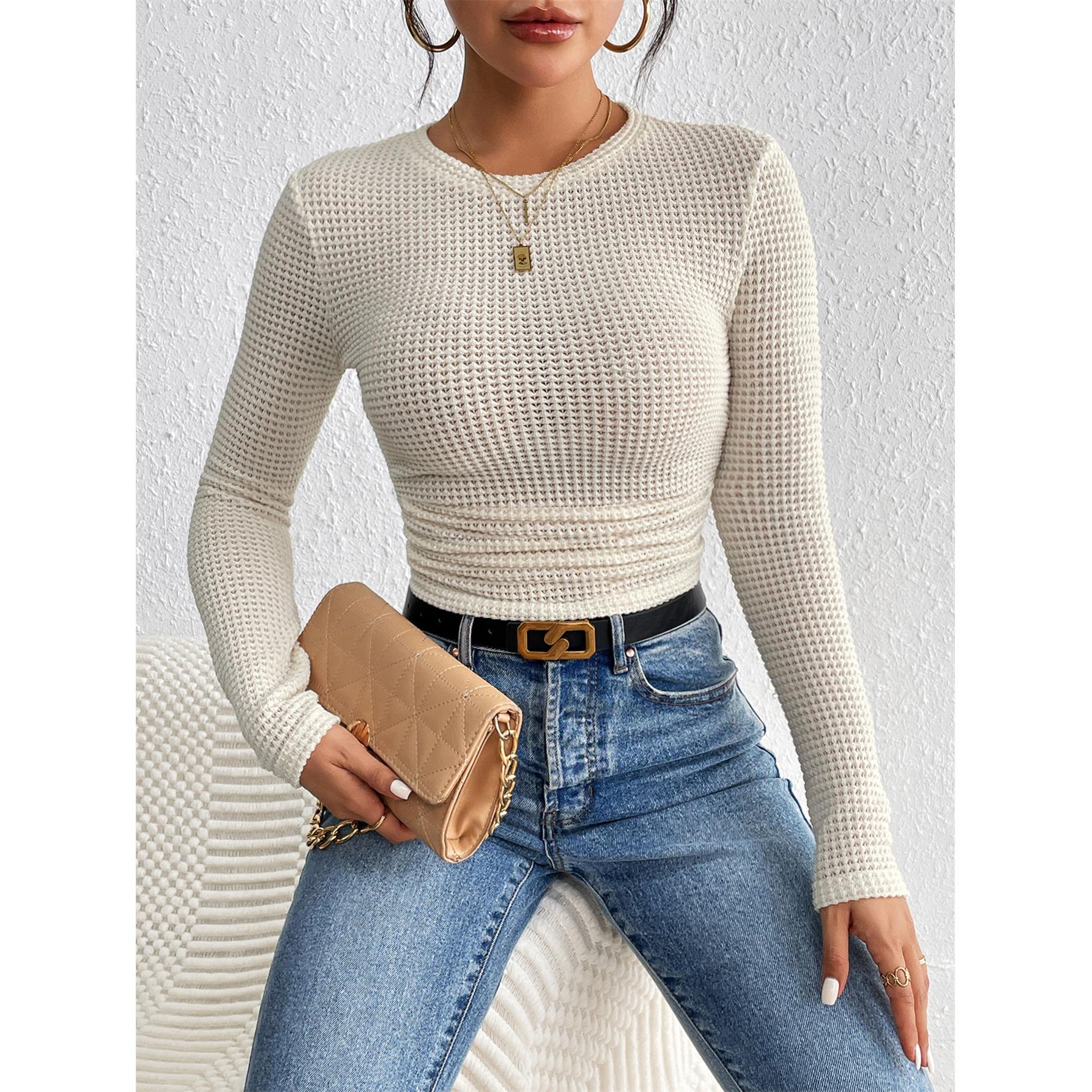 Tops for women Short tight sexy square neck sweater wide