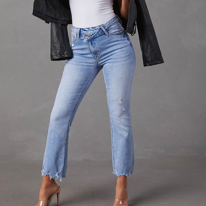 Jeans women's loose wide-leg long street style washed jeans