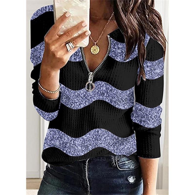 female tees regular casual daily neck button print gradient