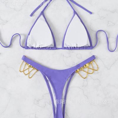 bikini thong sexy neck halter strap sexy chain Crystal