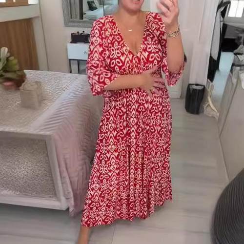 beach loose seaside size V-neck dress dress skirt floral