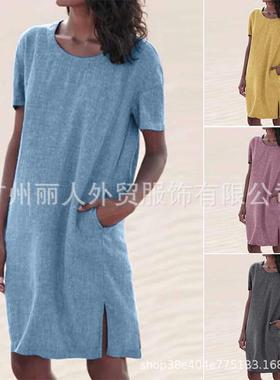 Vintage Cotton Fitted Multicolor Plain Linen T-shirt Casual