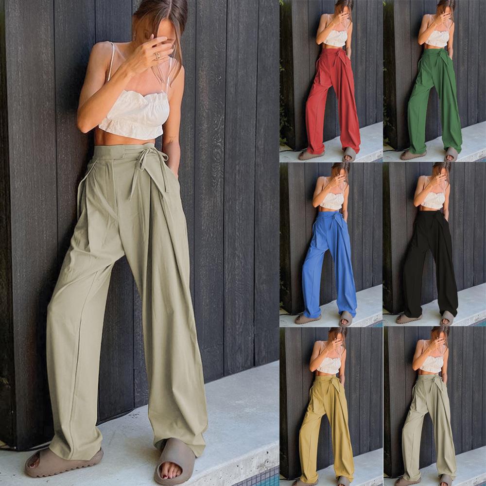 women for trousers wide-leg drapey fashion casual waist