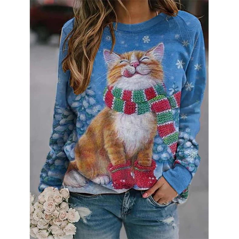 Spring short pullover blue round neck street ruffle street