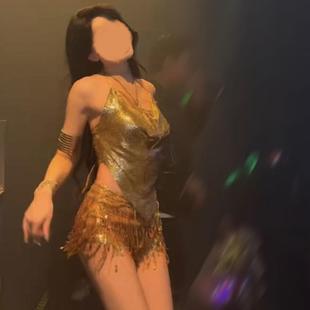 Latin tassel dance stage costume Sequined performance skirt