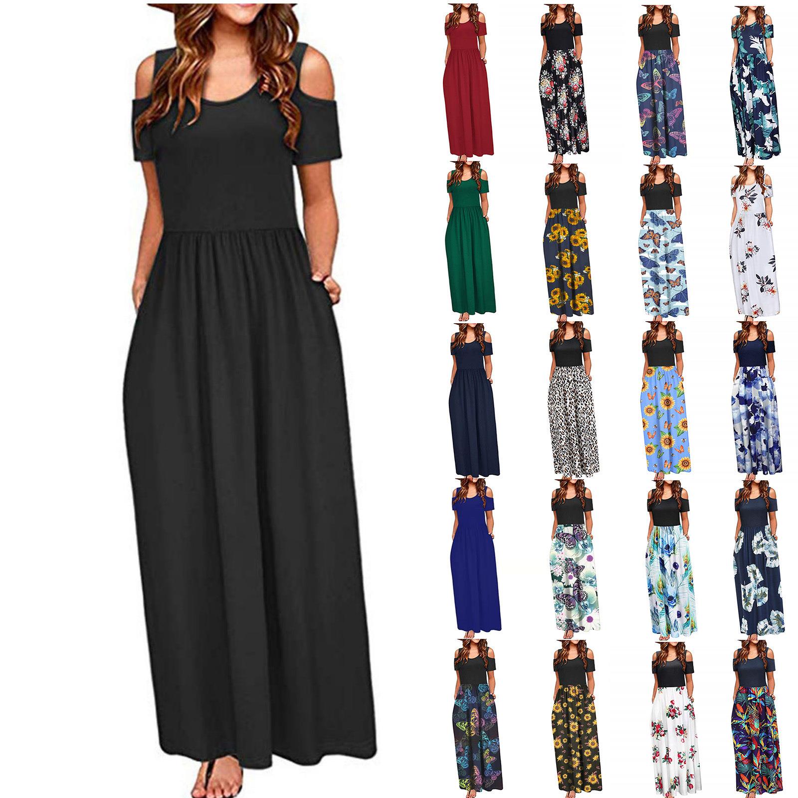Round Neck Fashion Casual Short Sleeve Dress Womens