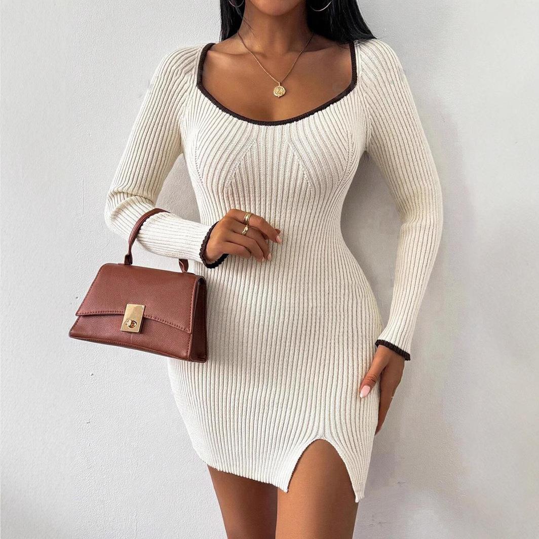 dress hip girl hot temperament womens dress knitted color