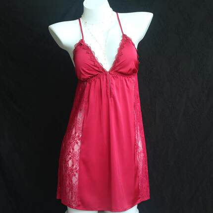 nightdress high-end button front lace nightdress suspenders