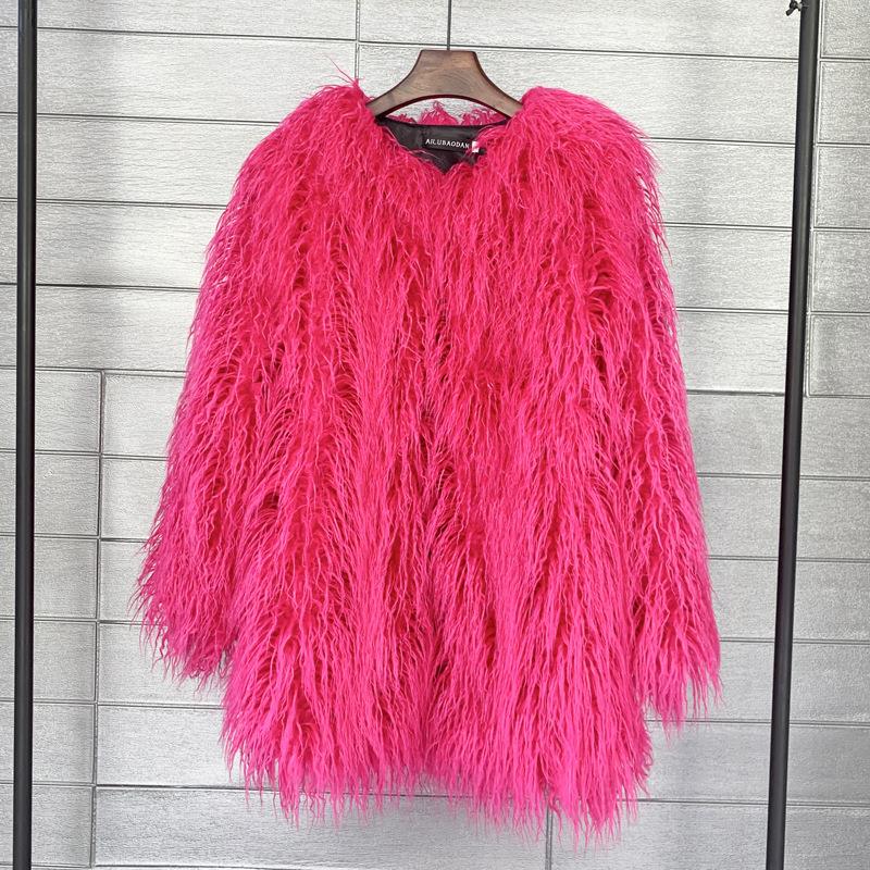 outerwear shaggy winter autumn fur jacket female coat plush