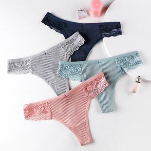 Underwear Pants Cotton Lace Threaded Thong Women Ladies Sexy