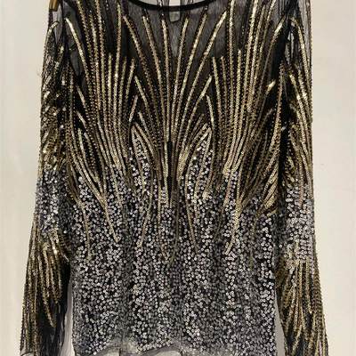 High-end flower embroidery heavy beading sequins mesh tops