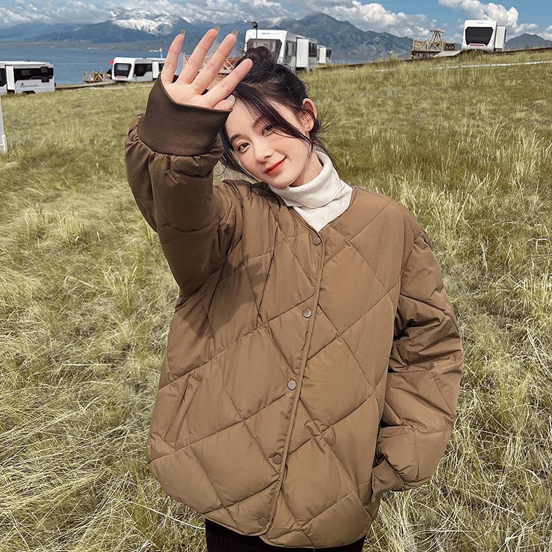 sleeves long padded cotton collar stand warm cropped petite