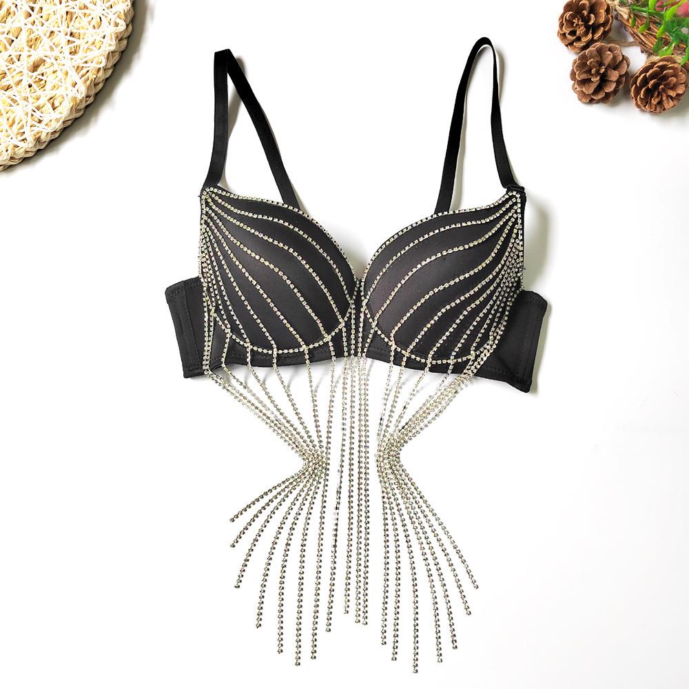 bra small style stage nightclub top tube back sling tassel