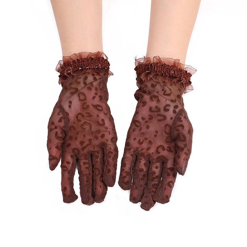Fashion womens leopard print hollow mesh gloves creative