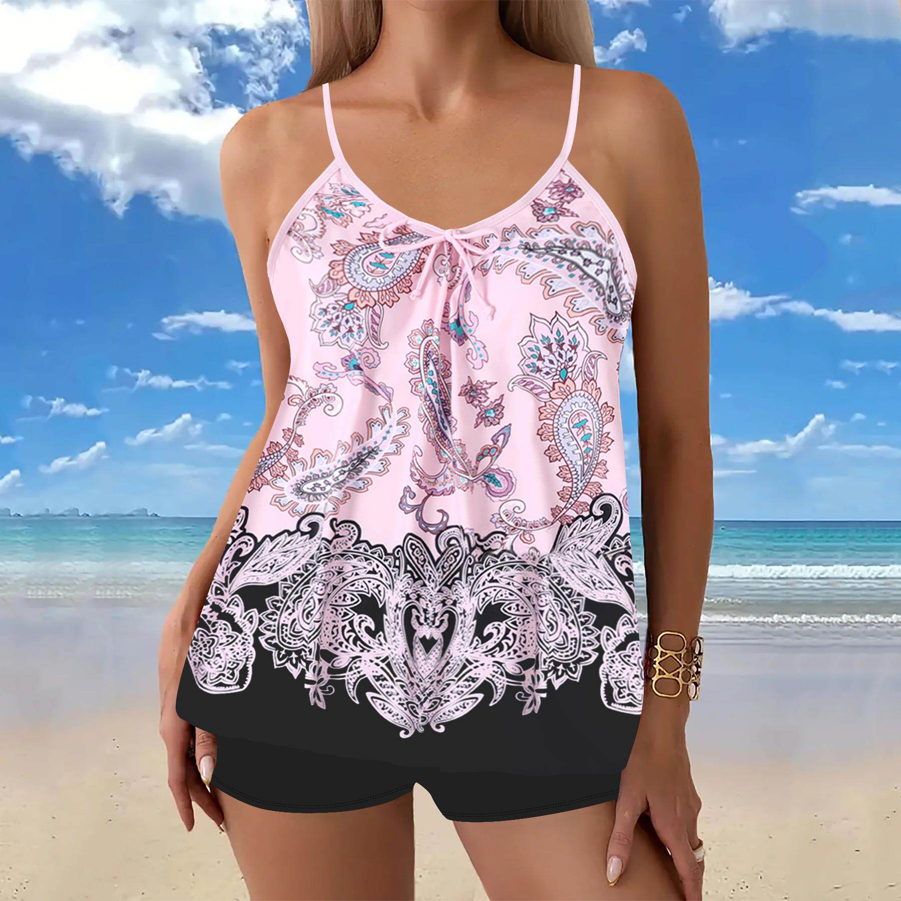 Two-piece swimsuit for women plus size skirt bikini boxer