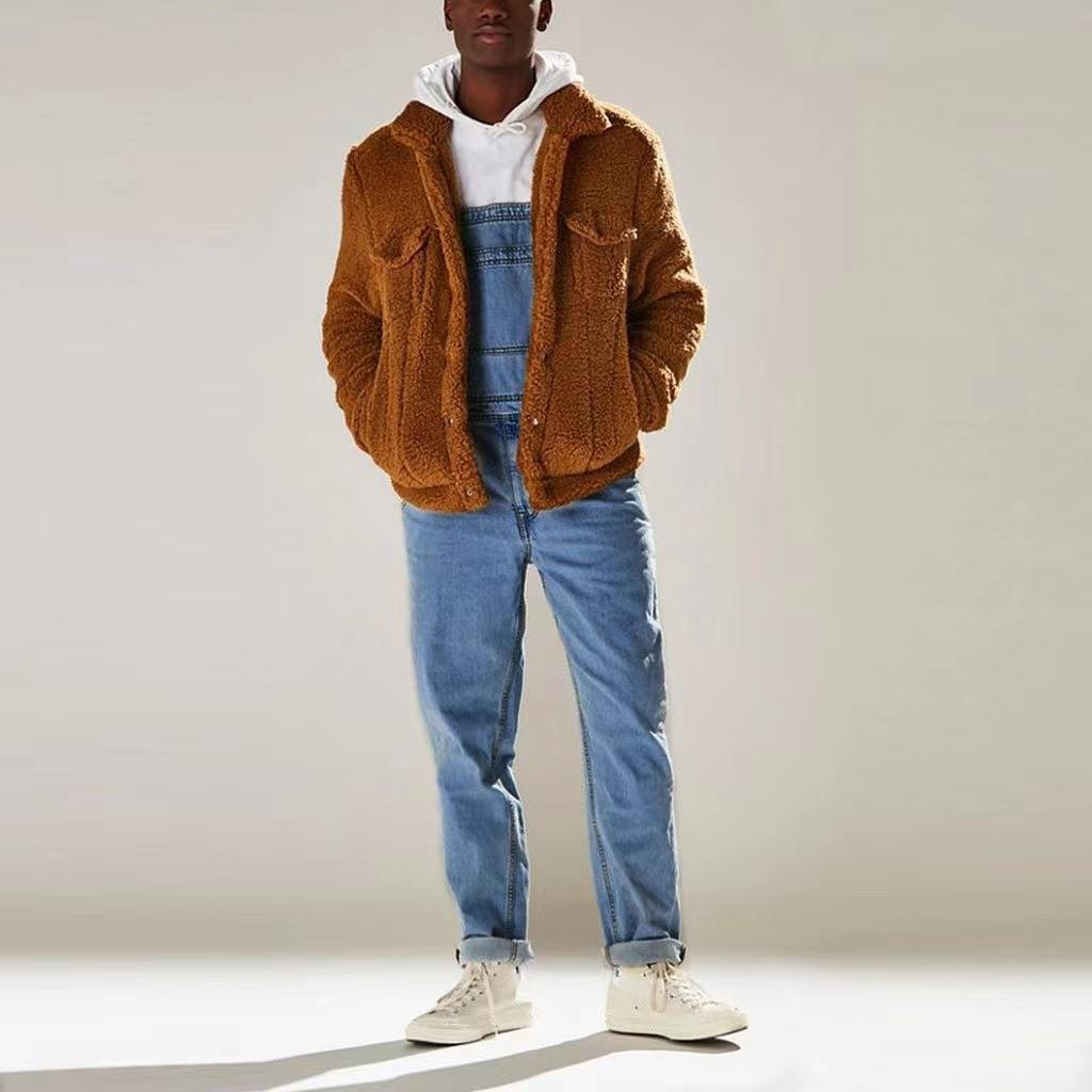 Streetwear high waist mens overalls jeans