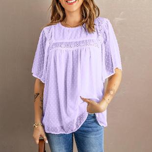 chiffon lace solid loose Womens size shirt color large