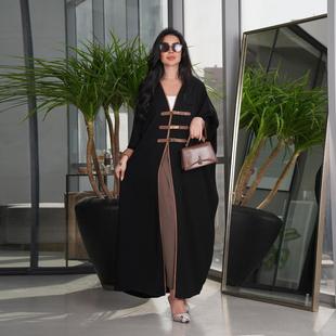 cardigan button Fashionable leather robe color matching