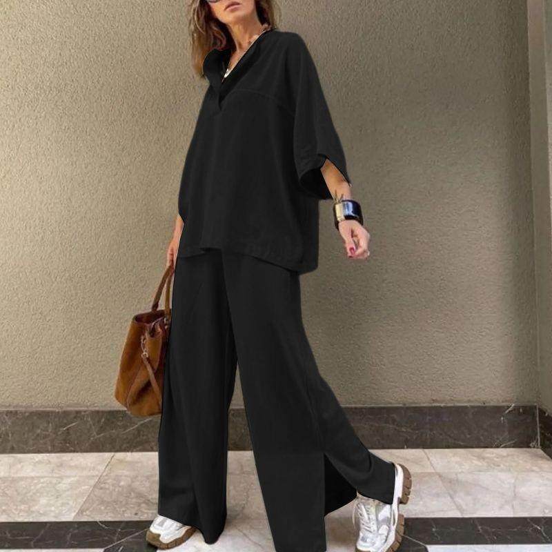 and tops trousers and cotton women suits loose pants for