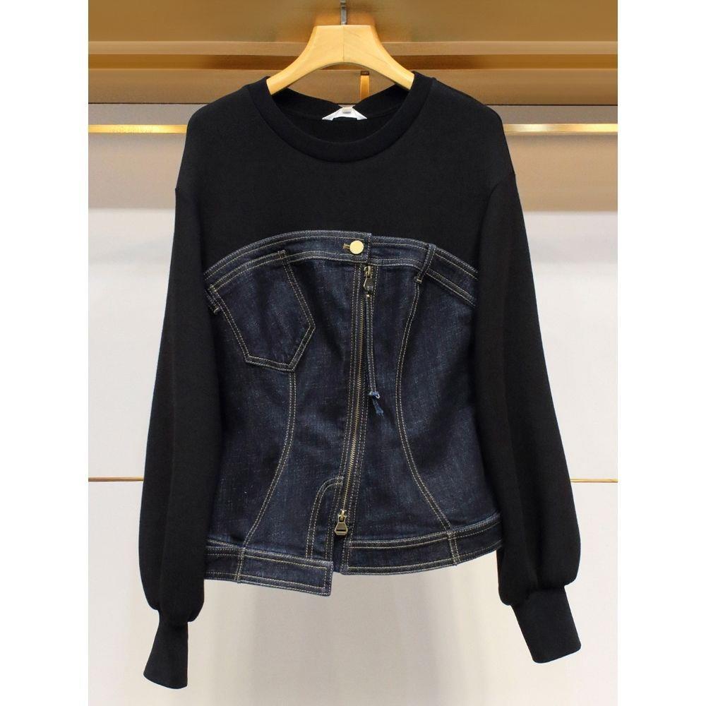 women sleeved autumn stylish denim streetwear slim thin