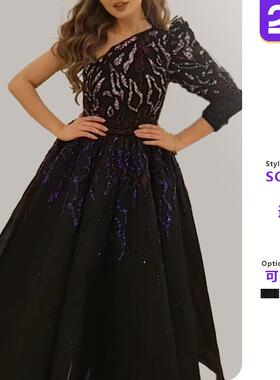 black dress host banquet long dress gold meeting